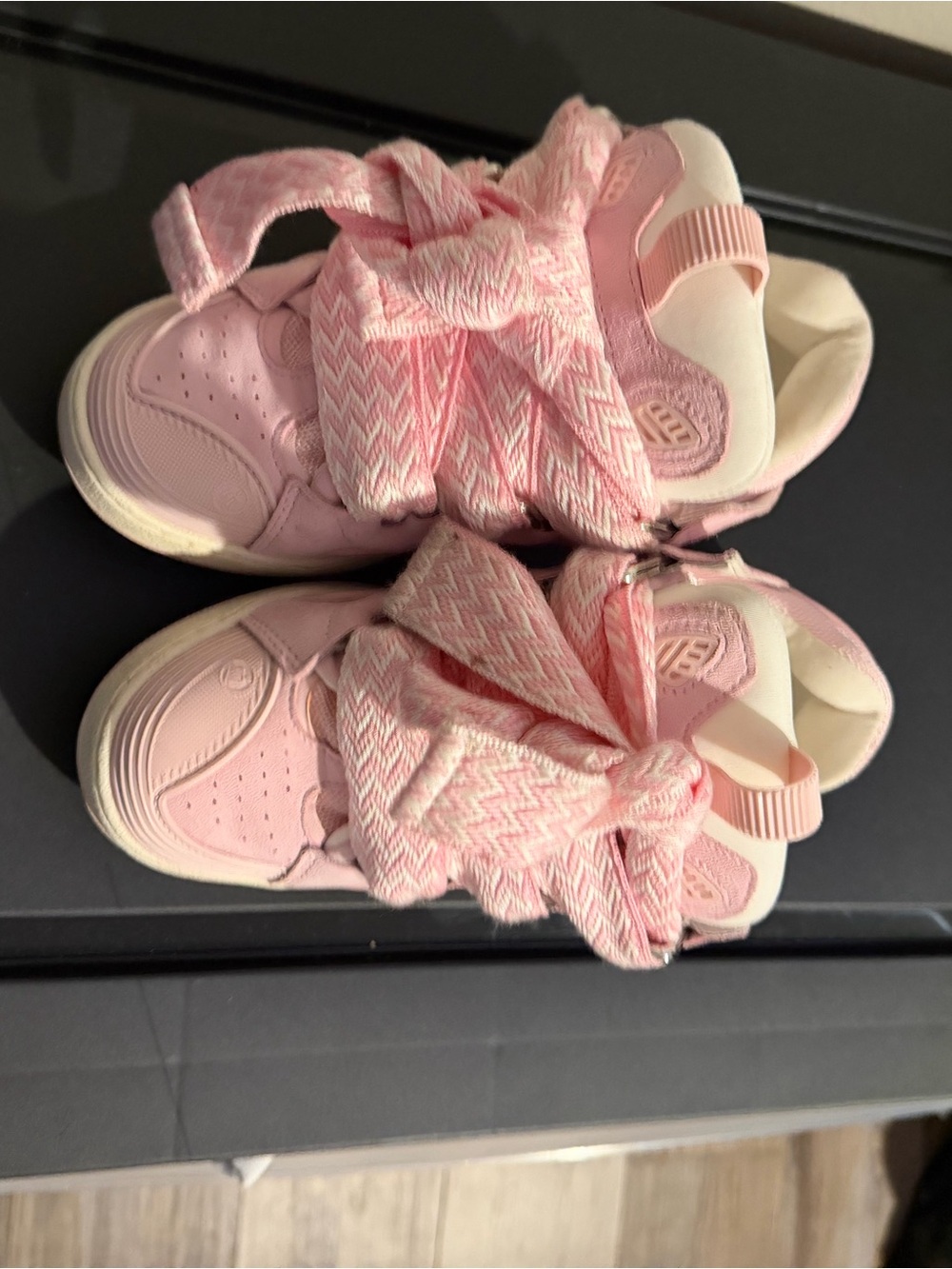 Lanvin Girls' Pink Ribbon-Lace Sneakers